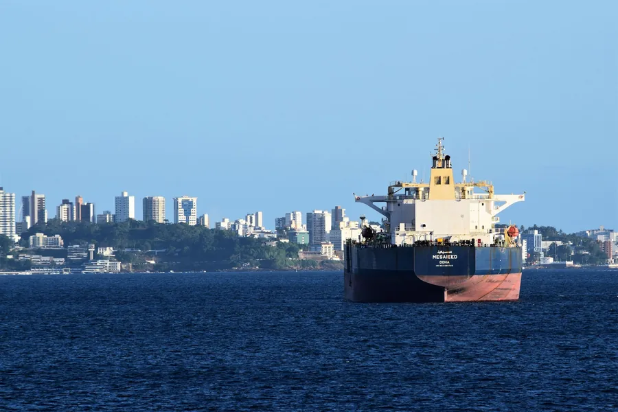 Export cargo vessel at sea
